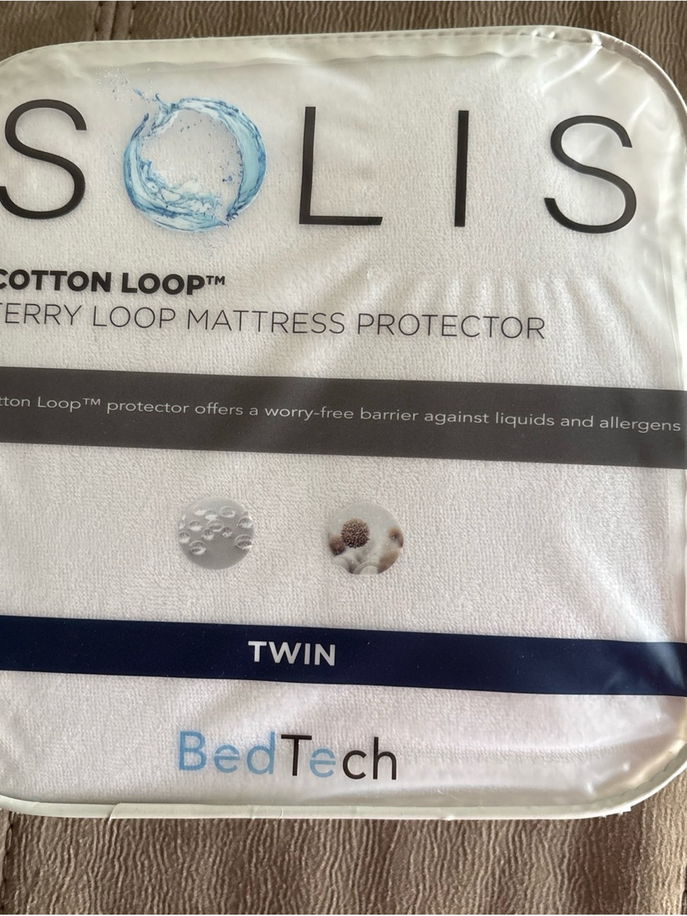 NWT Solis Cotton Loop Terry Loop Twin Mattress Protector - White